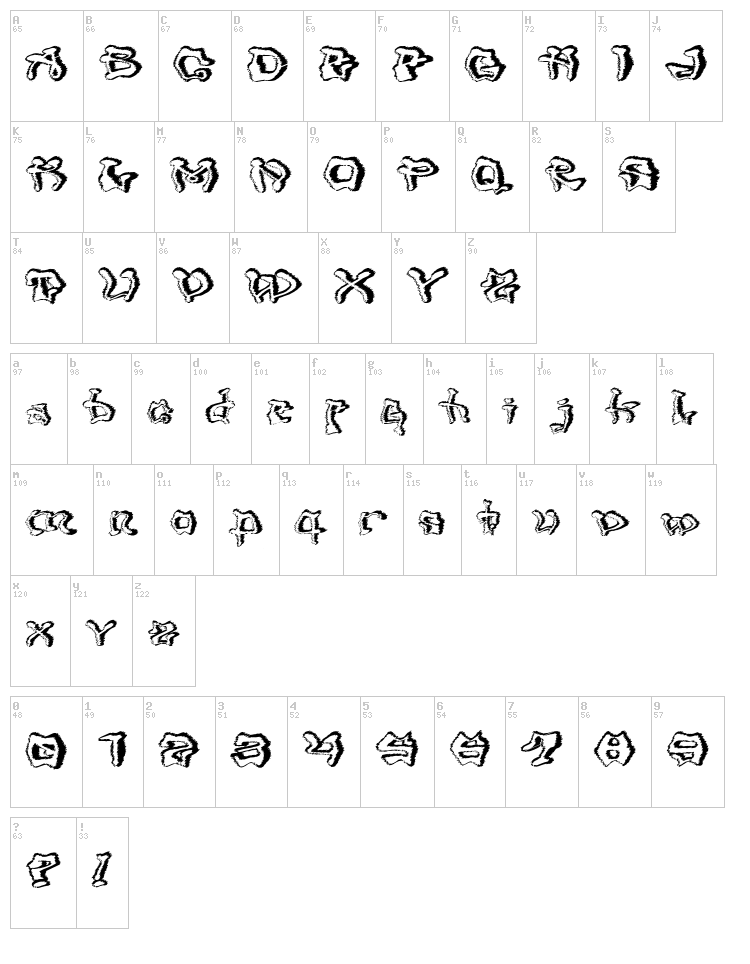 Mondrongo font map